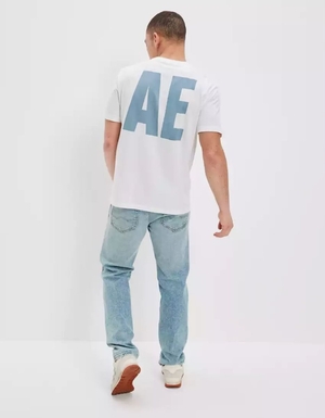 T Shirt Graphique American Eagle AE Super Soft Blanche Homme | TCX-67465342